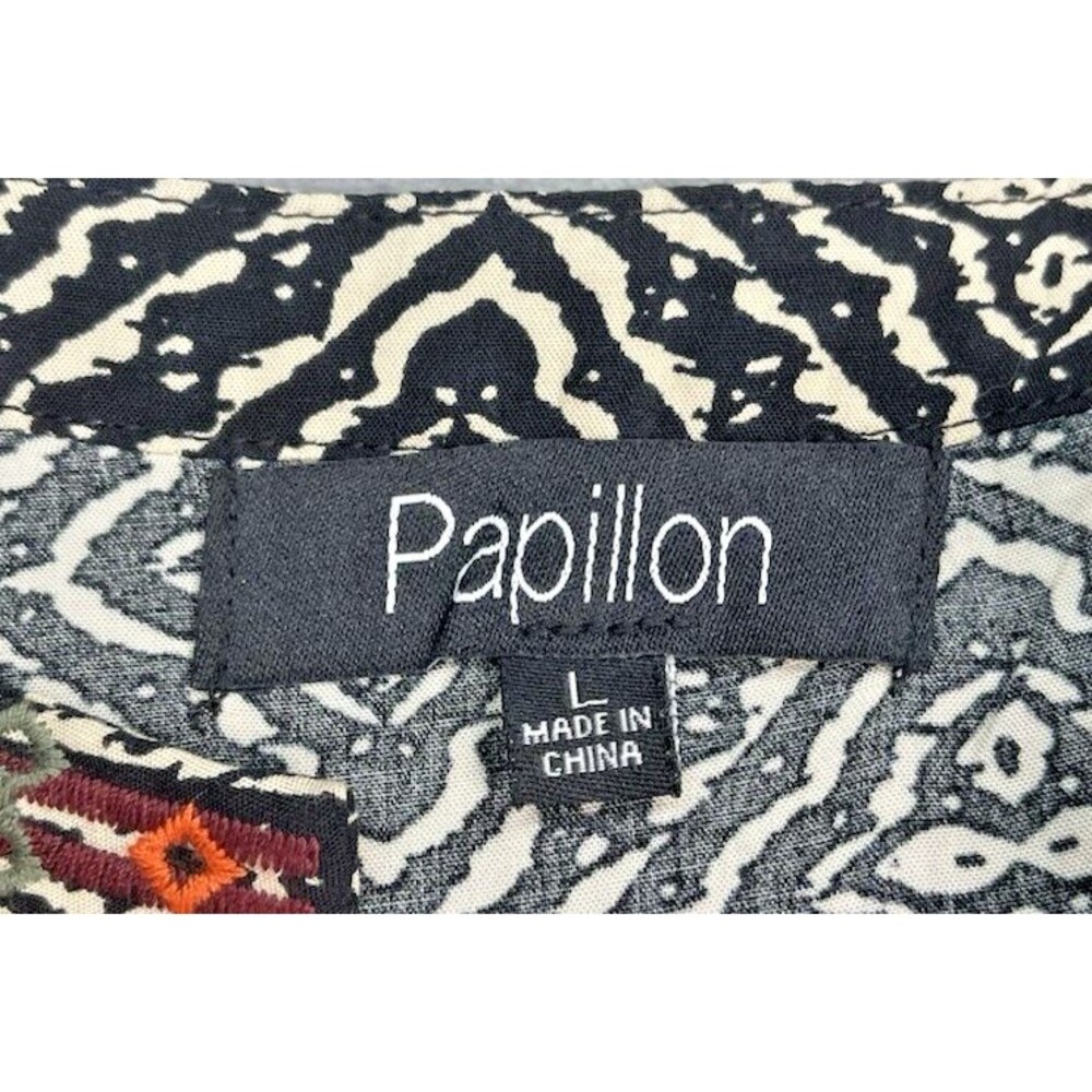 Papillon womens shift dress w/tie tassel embroidered Large cottage summer travel - Picture 3 of 8
